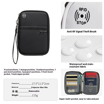 Travel Storage Travel Portable RFID Anti-theft Swiping Passport Case Document Package