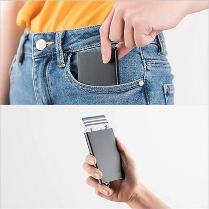 Rfid Smart Wallet Card Holder Metal Thin Slim Men Women Wallets Pop Up