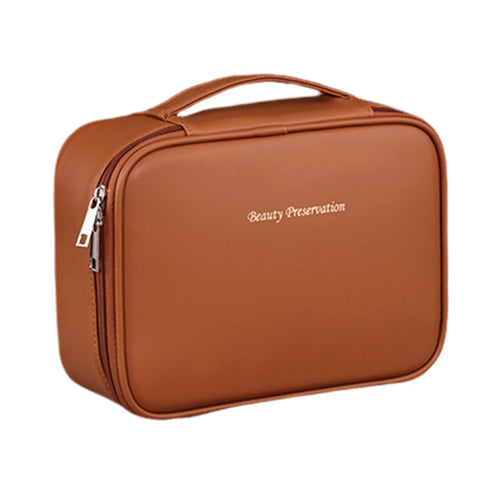 Large Capacity Travel Cosmetic Bag PU Leather Toiletry Multi-Layer