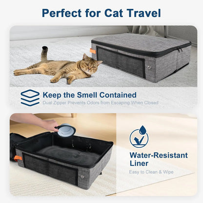 Upgraded fabric cat litter bag travel cat litter box waterproof and
