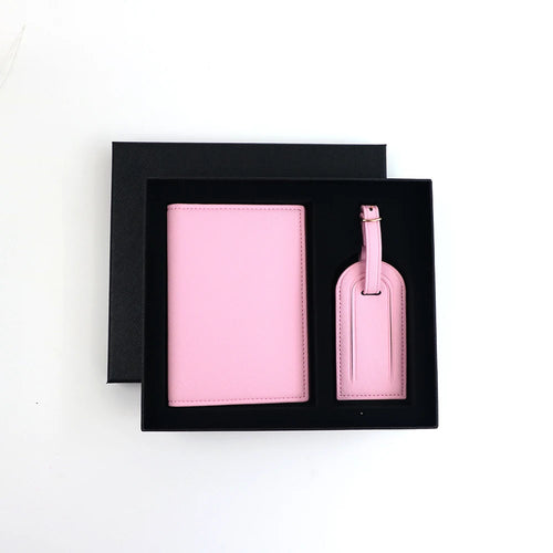 Customized name set, unisex Safiano PU leather passport holder and