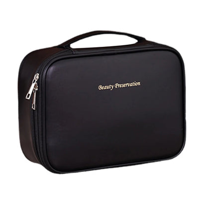 Large Capacity Travel Cosmetic Bag PU Leather Toiletry Multi-Layer