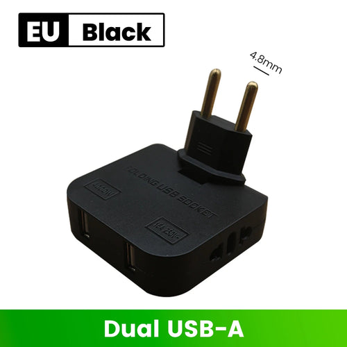 180° Rotatable Travel EU Extension Socket 3-in-1 Universal Power