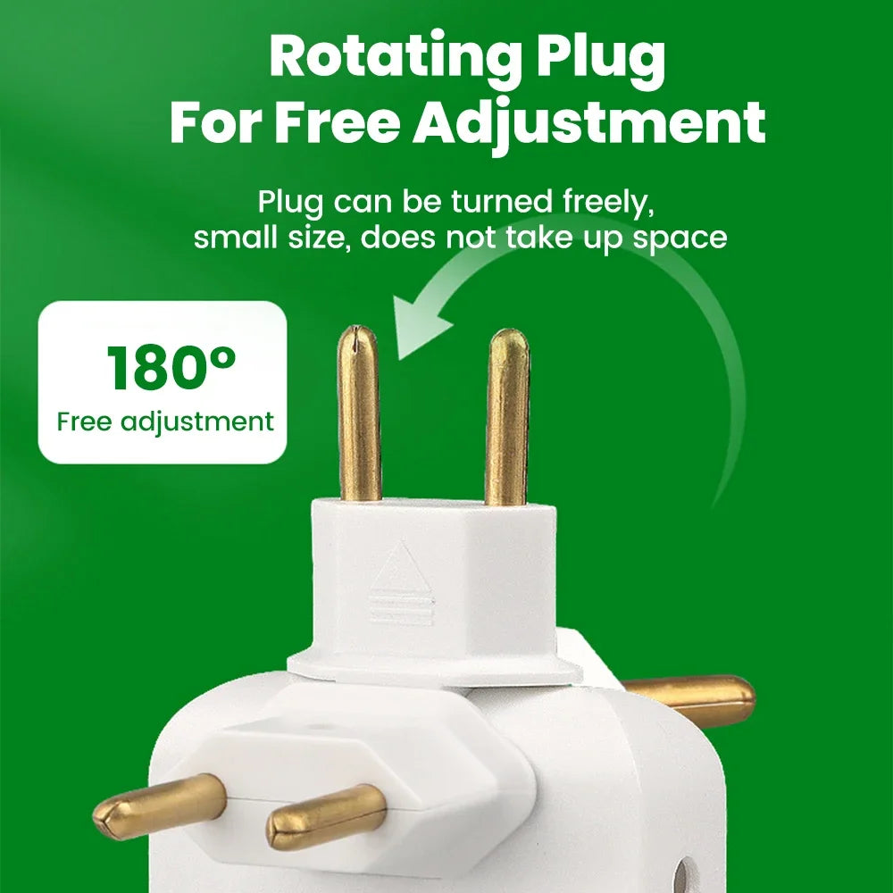 180° Rotatable Travel EU Extension Socket 3-in-1 Universal Power