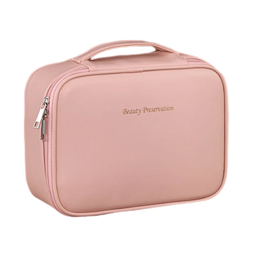 Large Capacity Travel Cosmetic Bag PU Leather Toiletry Multi-Layer