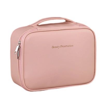 Large Capacity Travel Cosmetic Bag PU Leather Toiletry Multi-Layer