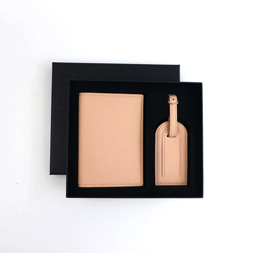 Customized name set, unisex Safiano PU leather passport holder and