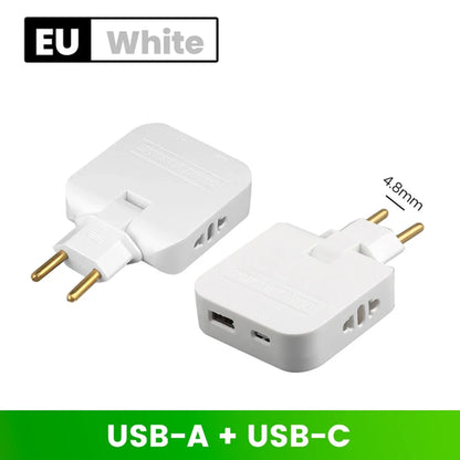 180° Rotatable Travel EU Extension Socket 3-in-1 Universal Power