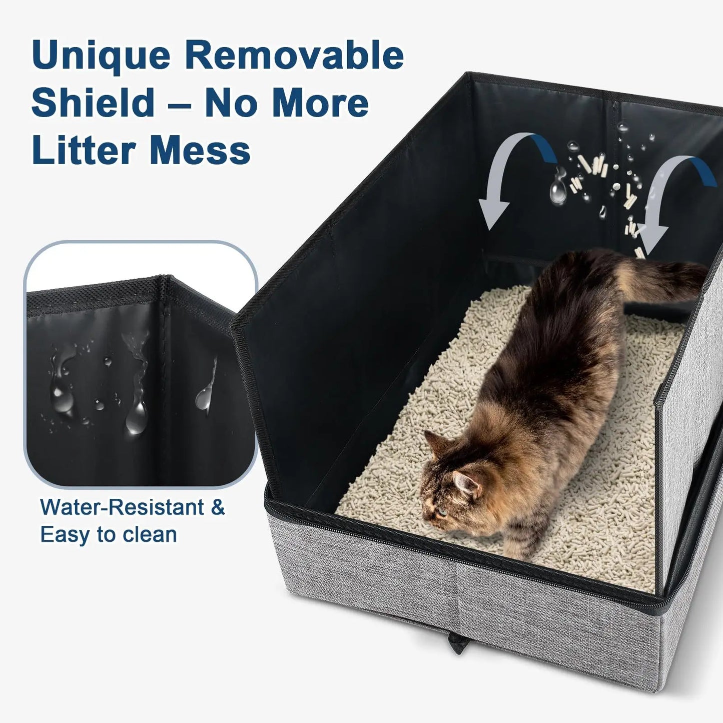 Upgraded fabric cat litter bag travel cat litter box waterproof and