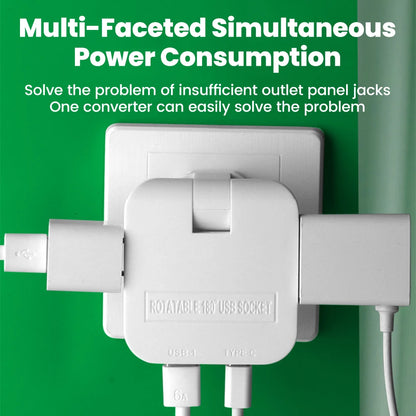 180° Rotatable Travel EU Extension Socket 3-in-1 Universal Power