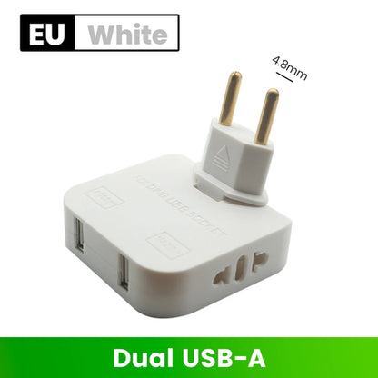 180° Rotatable Travel EU Extension Socket 3-in-1 Universal Power