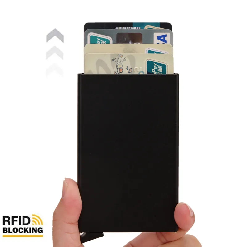Rfid Smart Wallet Card Holder Metal Thin Slim Men Women Wallets Pop Up