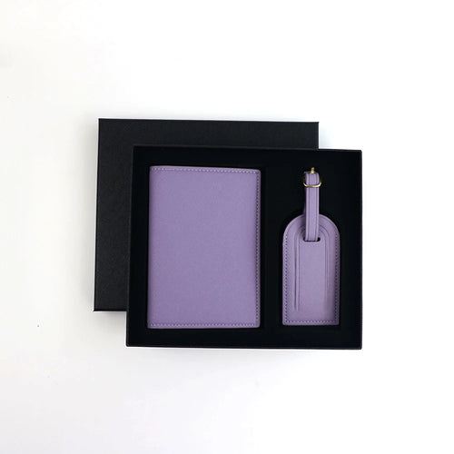 Customized name set, unisex Safiano PU leather passport holder and
