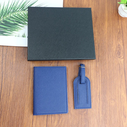 Customized name set, unisex Safiano PU leather passport holder and