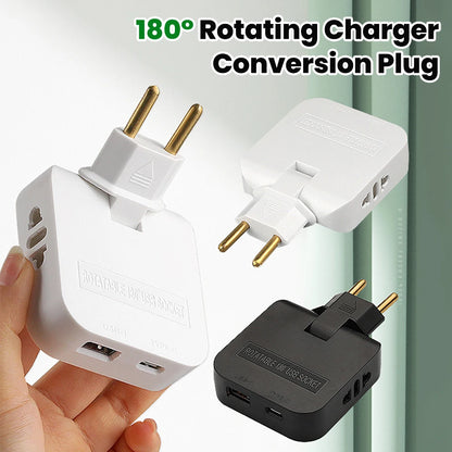 180° Rotatable Travel EU Extension Socket 3-in-1 Universal Power