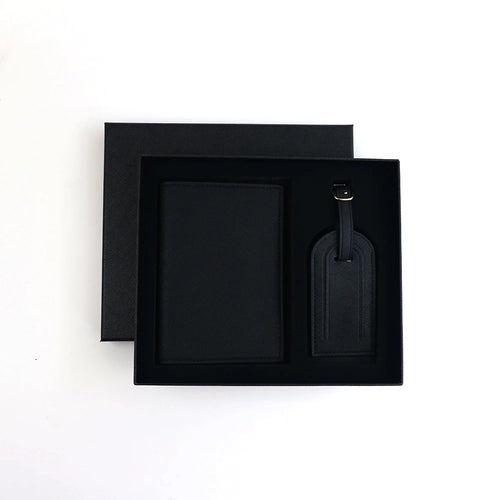 Customized name set, unisex Safiano PU leather passport holder and
