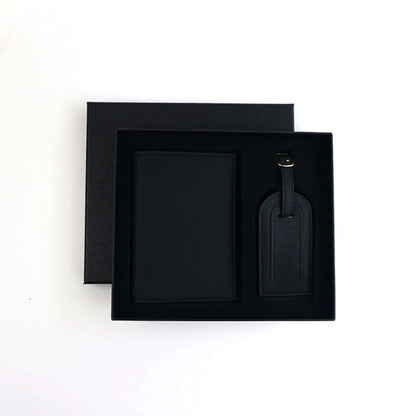 Customized name set, unisex Safiano PU leather passport holder and